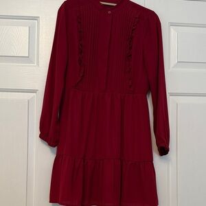 J. Crew Long Sleeve Burgundy Dress
